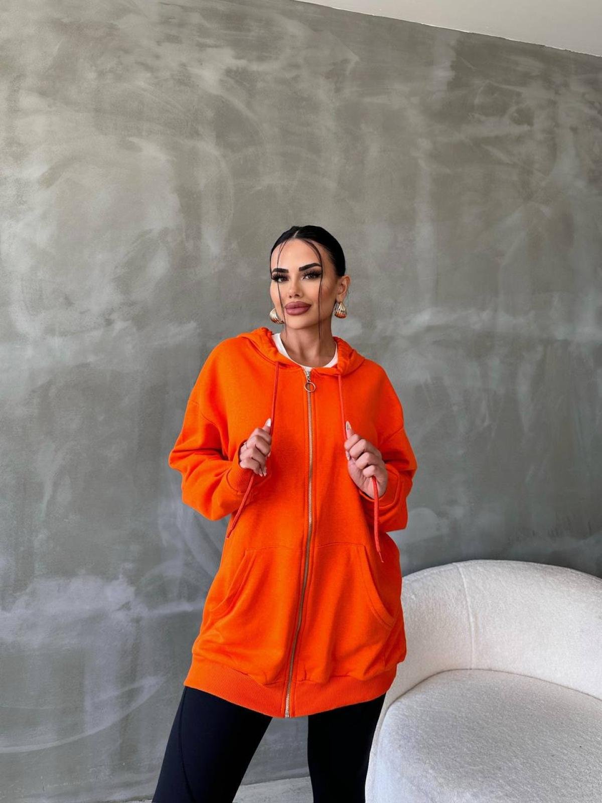Orange color sweatshirt sales
