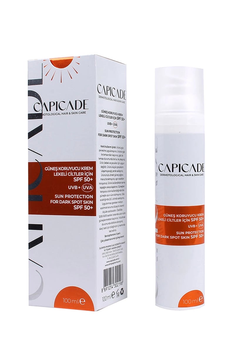 Capicade SPF50+ Lekeli Ciltler İçin Güneş Koruyucu Krem 100 ml |  EczanemveBen.com