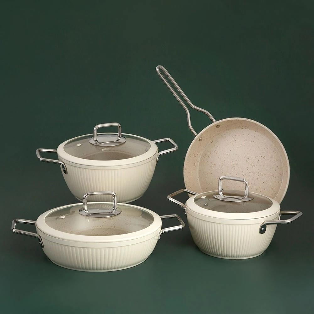 JUMBO,JUMBO DUBLIN CREAM 7 PRÇ GRANİT TENCERE SETİ