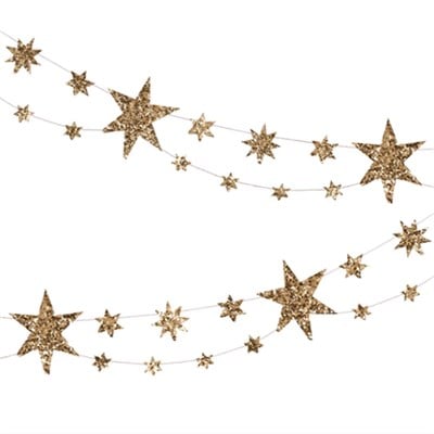 Meri Meri - Eco Glitter Stars Garland - Simli Yıldızlar Asılan Süs