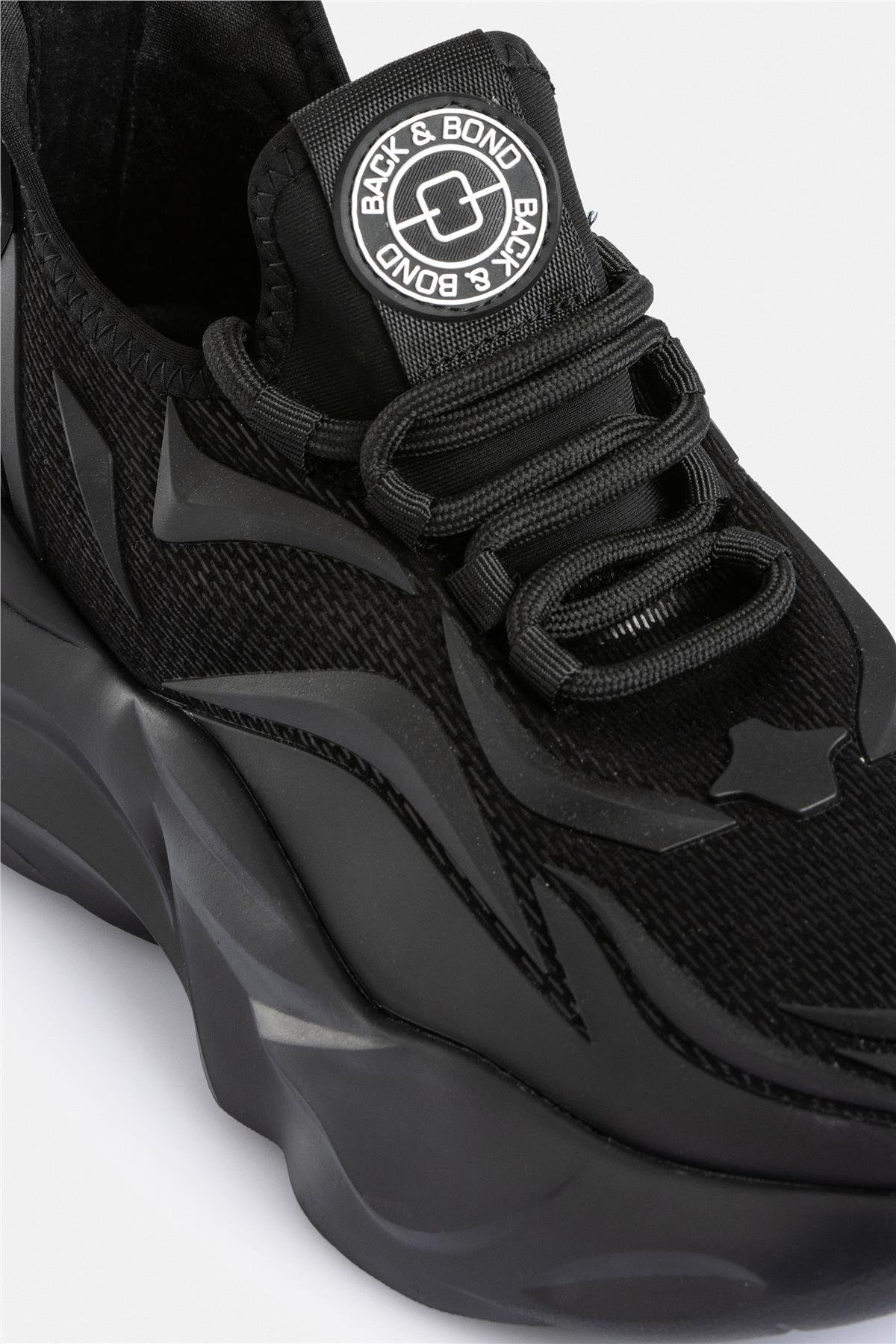 %100 Deri Esnek Tabanlı Siyah Erkek Sneaker Ayakkabı