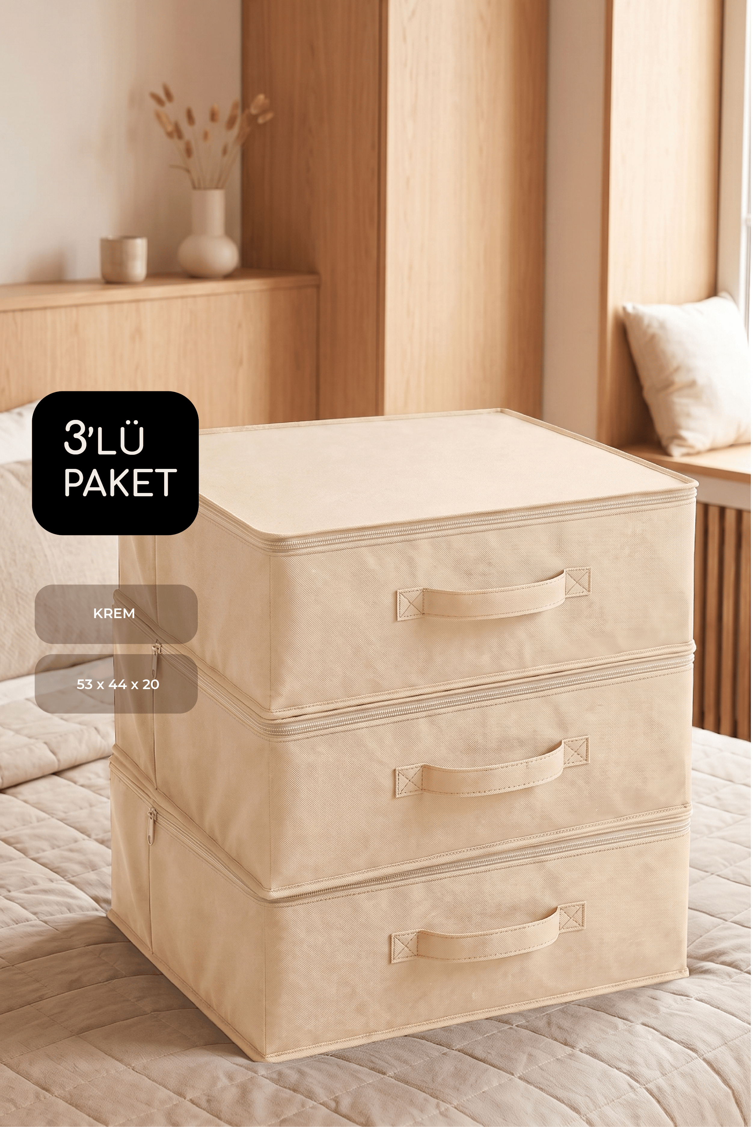 おぎちゅう 3枚セット 3'lü Set 53 x 44 x 21 Cm Baza Altı & Dolap İçi Organizer, Yorgan