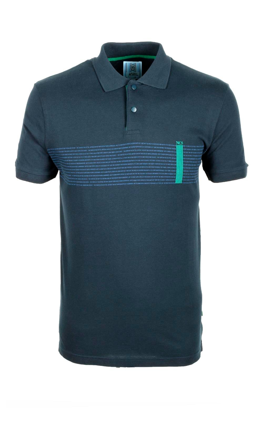 Erkek Polo Yaka Ti ort Bask l Lacivert 100 Pamuk Slim Fit T shirt NCS JEANS 1124