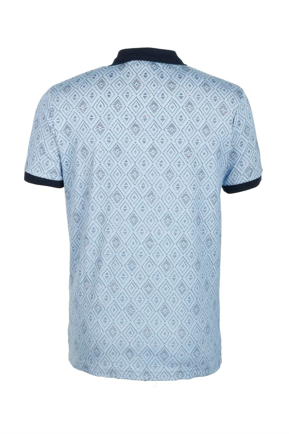 Erkek Polo Yaka Ti ort Desenli Mavi 100 Pamuk Slim Fit T shirt NCS JEANS 1124