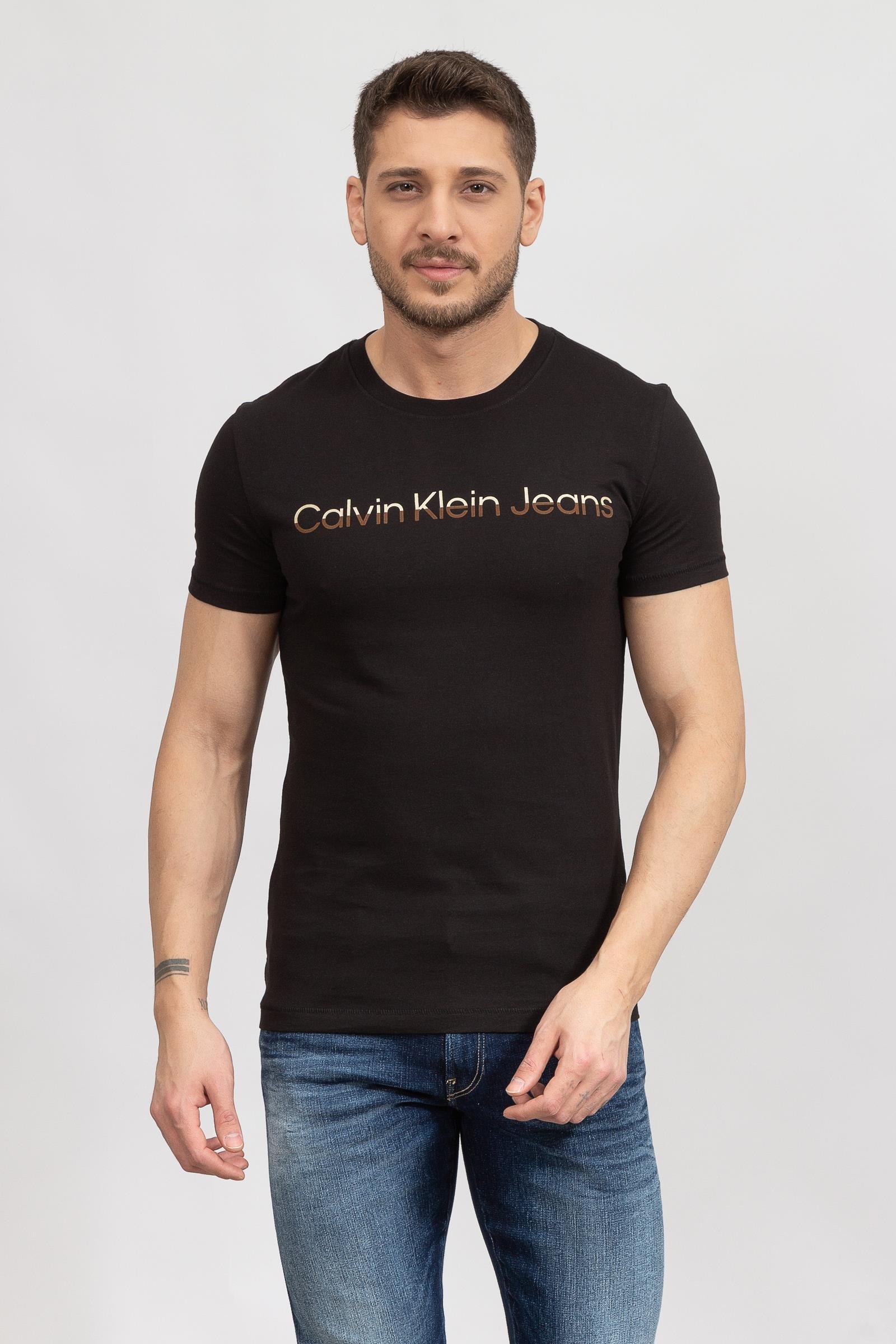 Calvin Klein Mixed institutional Erkek Bisiklet Yaka T-Shirt