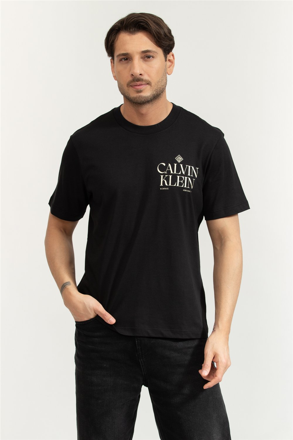 Calvin Klein SS 20S Calvin Roses Graphic Tee Erkek Bisiklet Yaka T