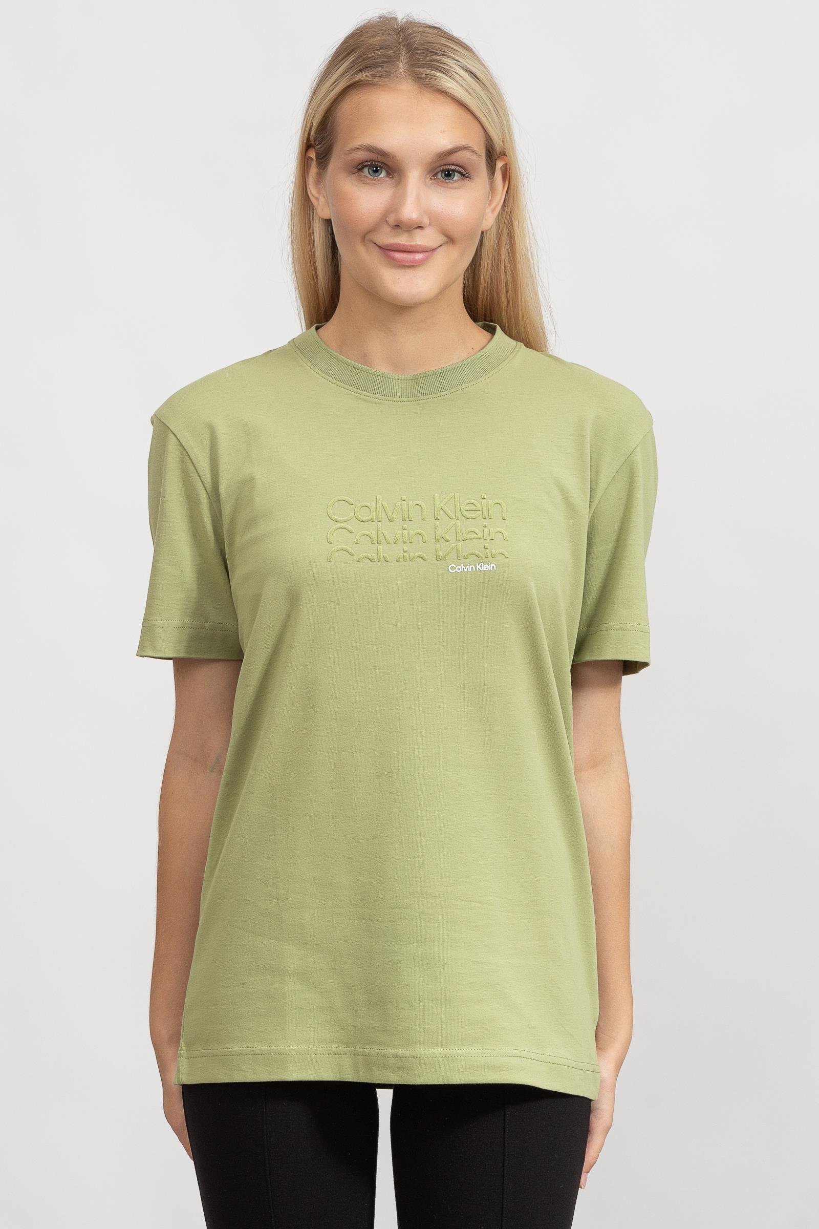 Calvin Klein Triple Logo Flock Erkek Bisiklet Yaka T-Shirt