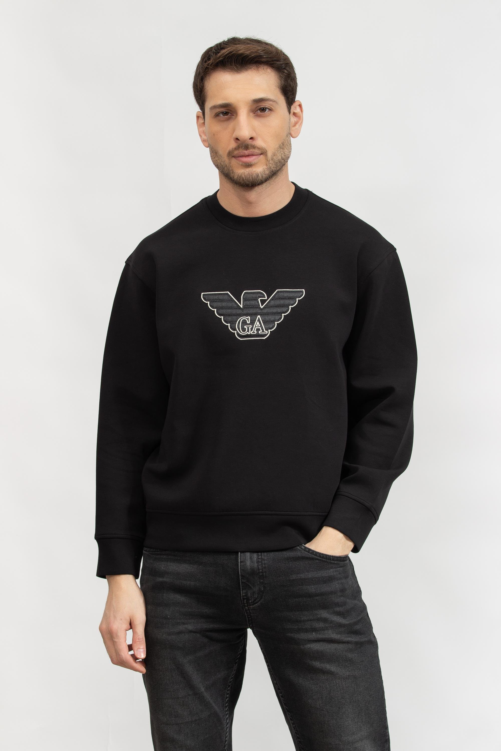 EMPORIO ARMANI スウェットシャツ 54085735 L Emporio Armani Erkek Bisiklet Yaka Sweatshirt Siyah