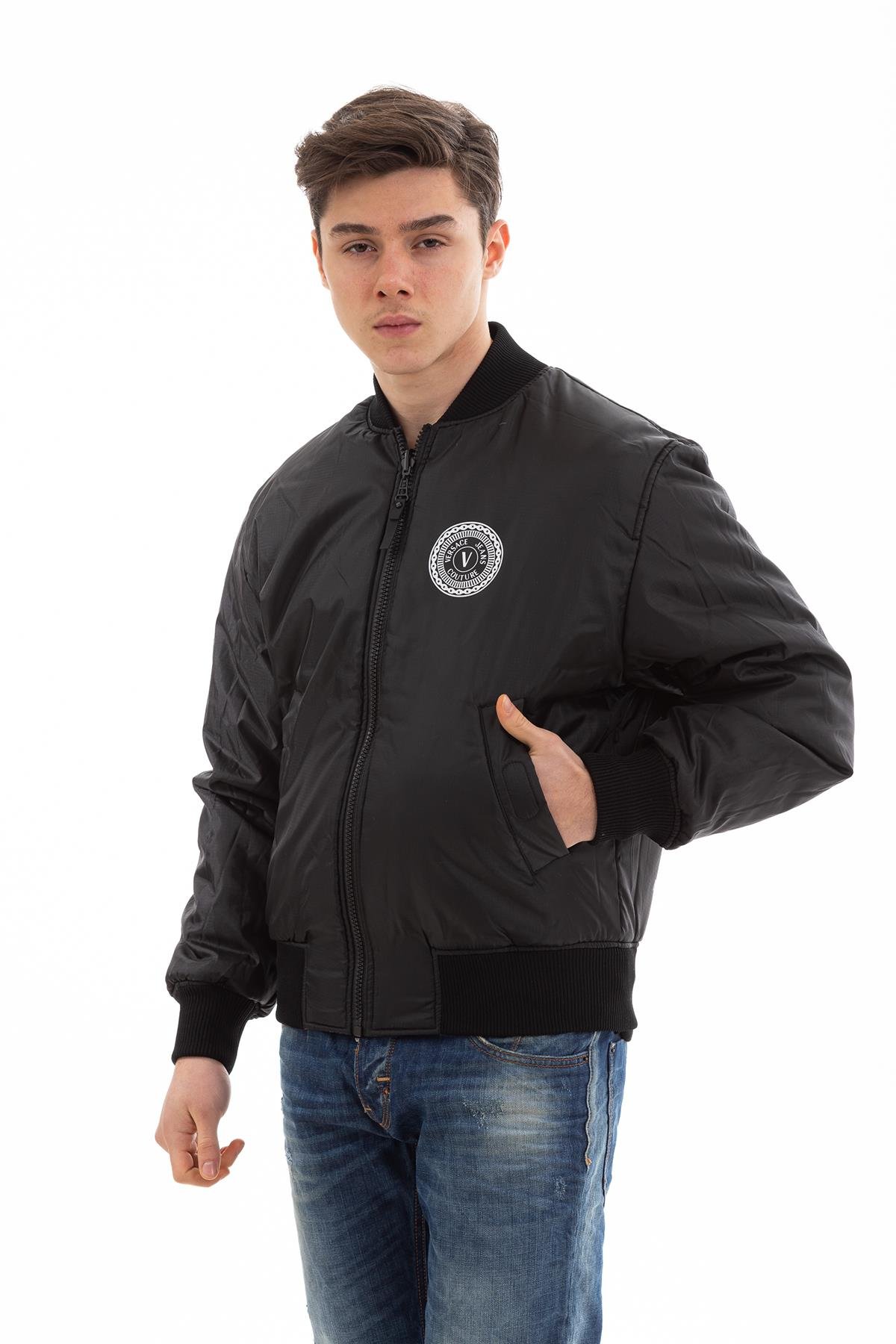 Versace Jeans Couture Erkek Çift Taraflı Baroque Logo Print Mont