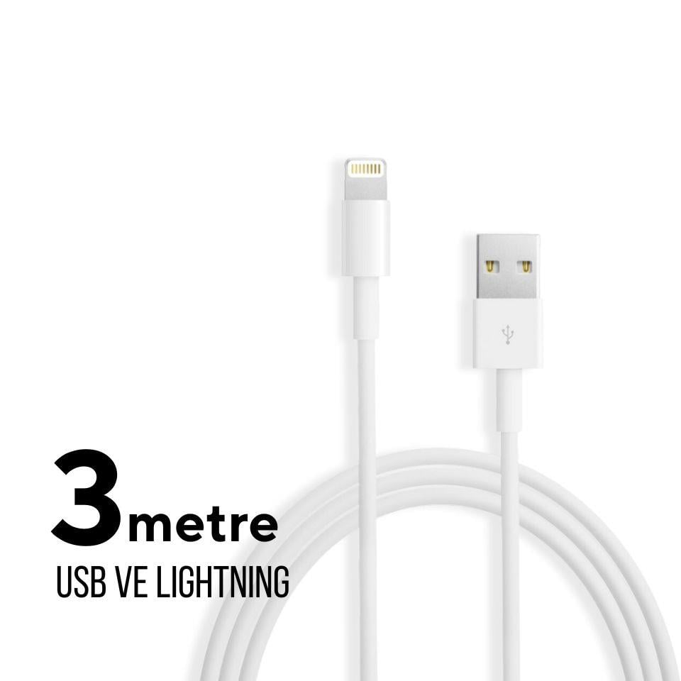 Kumtel USB-Lightning Iphone Uyumlu 3 Metre Şarj Ve Veri Aktarım Kablosu  KT-CUL3