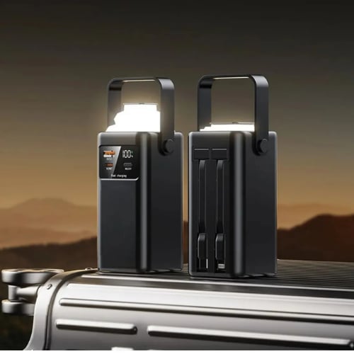24.000 mah ah Prime Dijital Göstergeli Dahili Çoklu Kablolu Powerbank,siyah,taşınabilir Şarj Cihazı