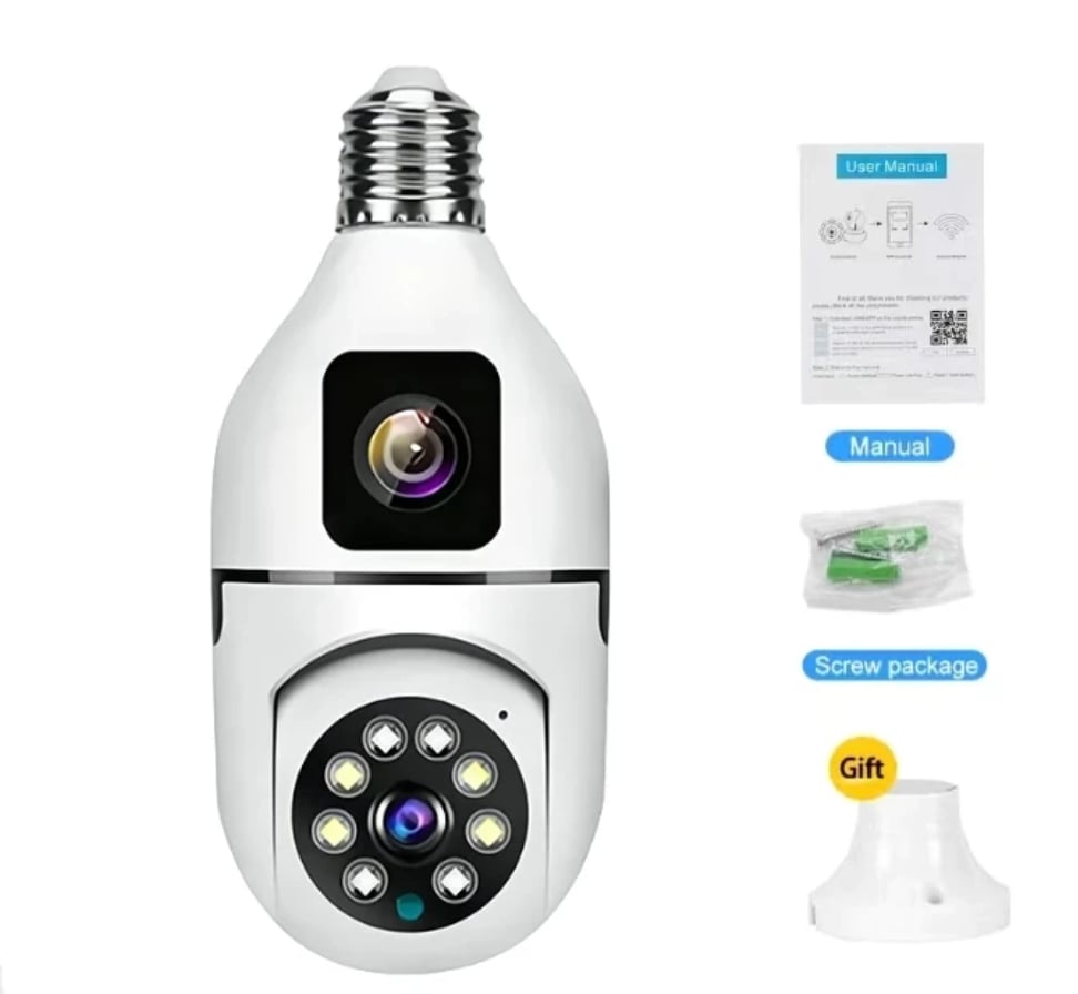CMR 40 Çift Kameralı 4K FULL HD Hareket Sensörlü  Bağlantılı 360 Derece Başlıklı Güvenlik Kamerası