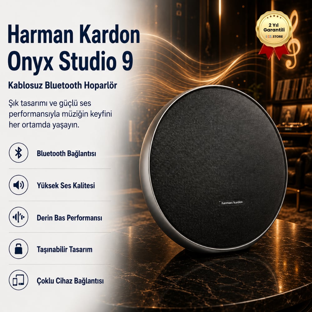 Harman Kardon Onyx 9 – Kablosuz Bluetooth Hoparlör, Yüksek Ses