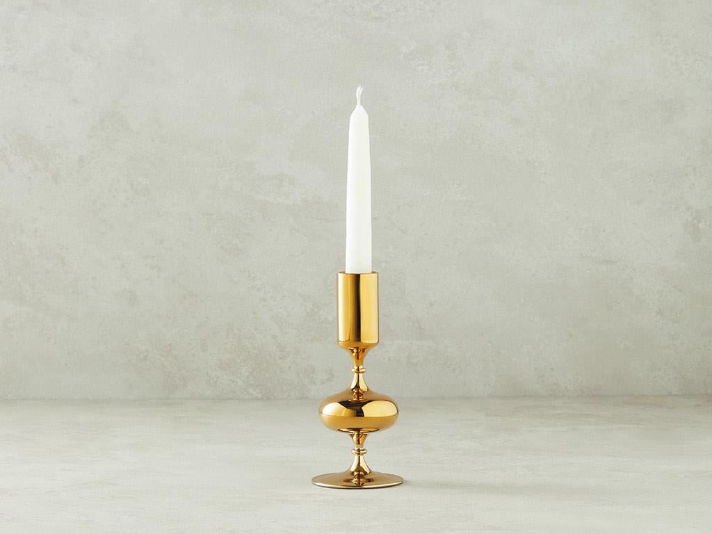 Candlelight Cam Tekli Şamdan Gold000000010040409001 | English Home