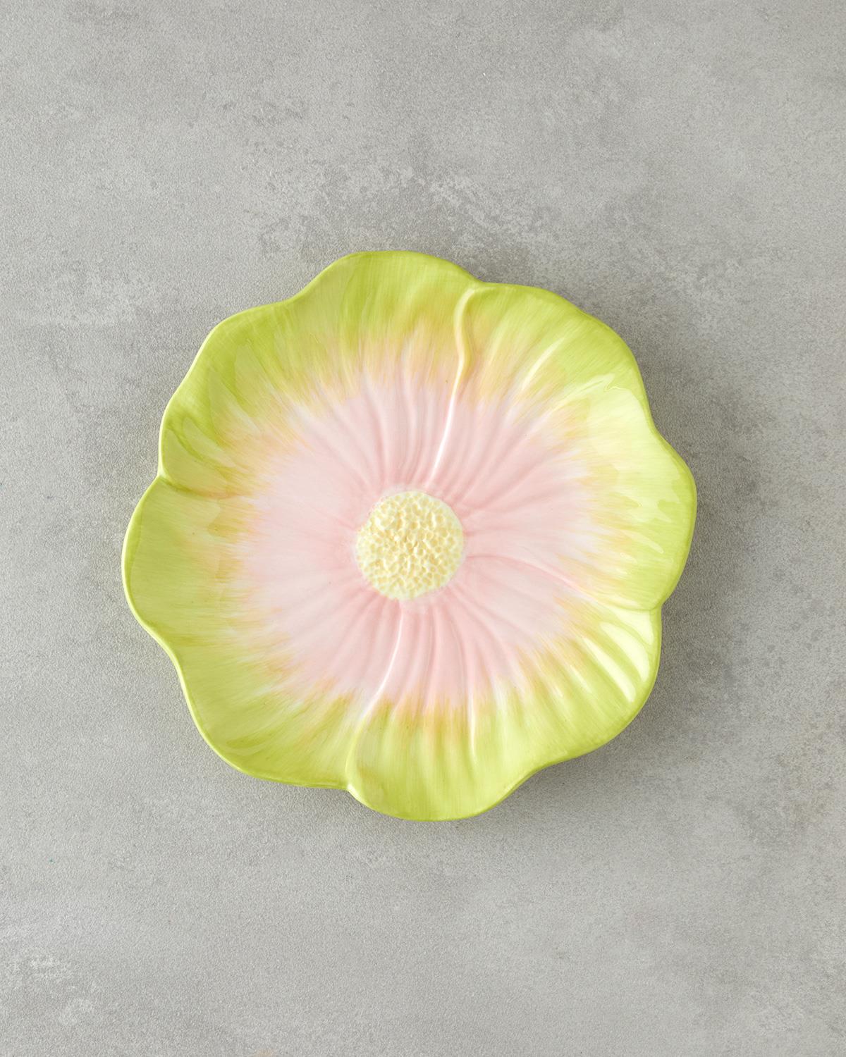 Flowerella Dolomite Pasta Tabağı 21 cm Yeşil-Pembe