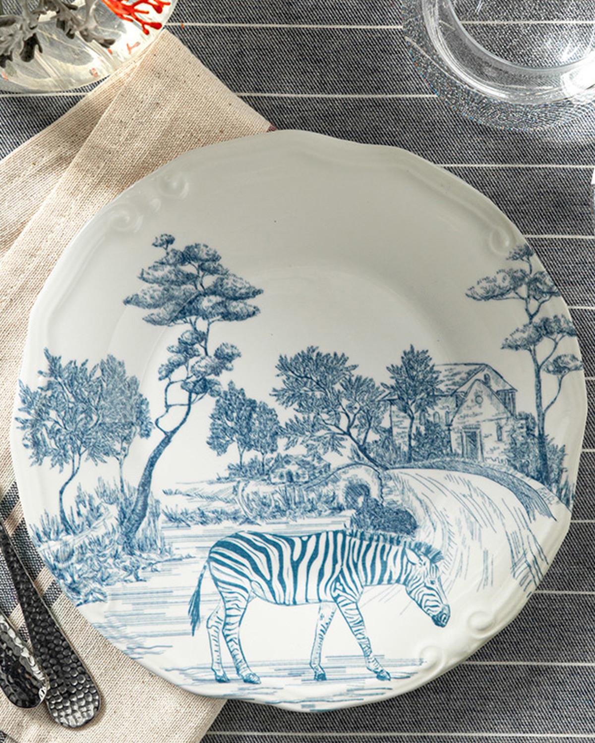 Zebra Porselen Pasta Tabağı Mavi