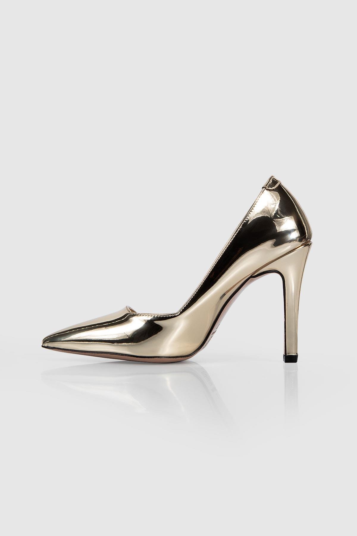 Kadın Altın Rengi Yüksek Topuklu Ayakkabı ST8855