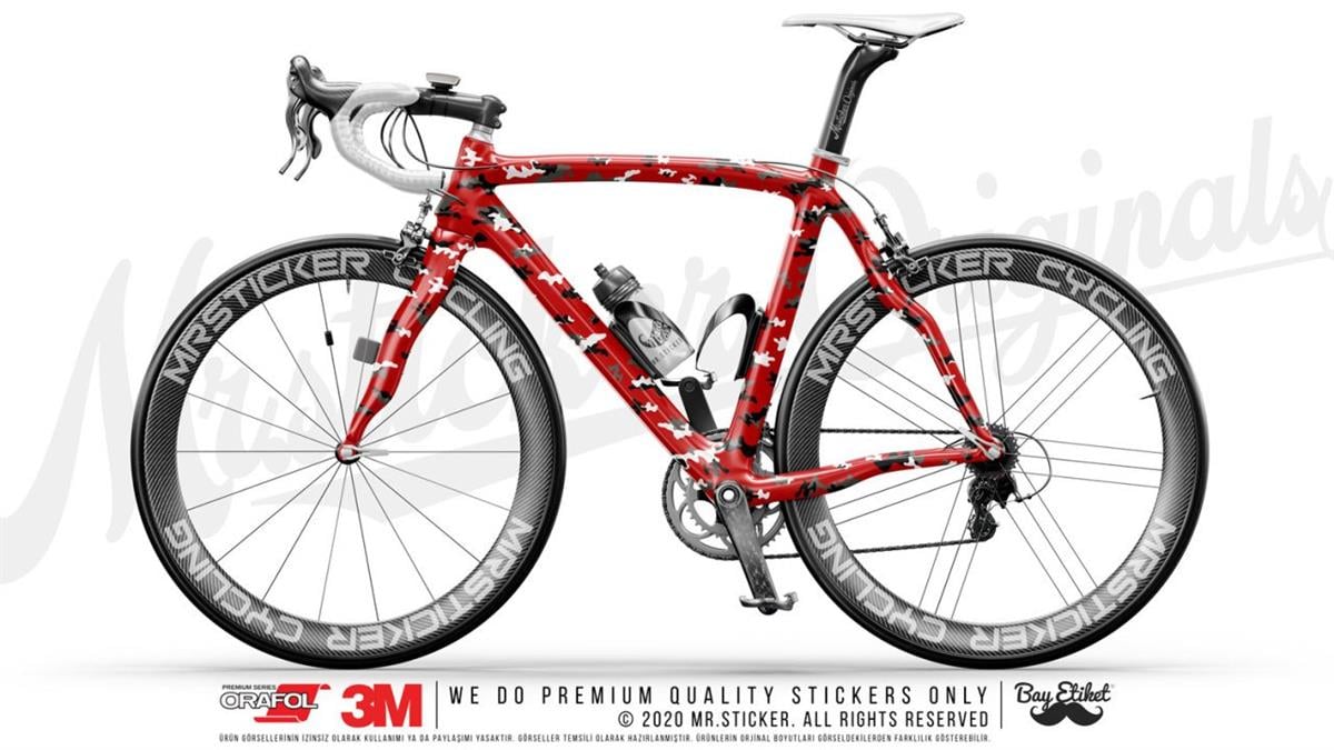 CMO408XS - Bisiklet Kaplamaya Uygun 34 Parca Kamuflaj Seti (Gri, Beyaz,  Siyah Renk)