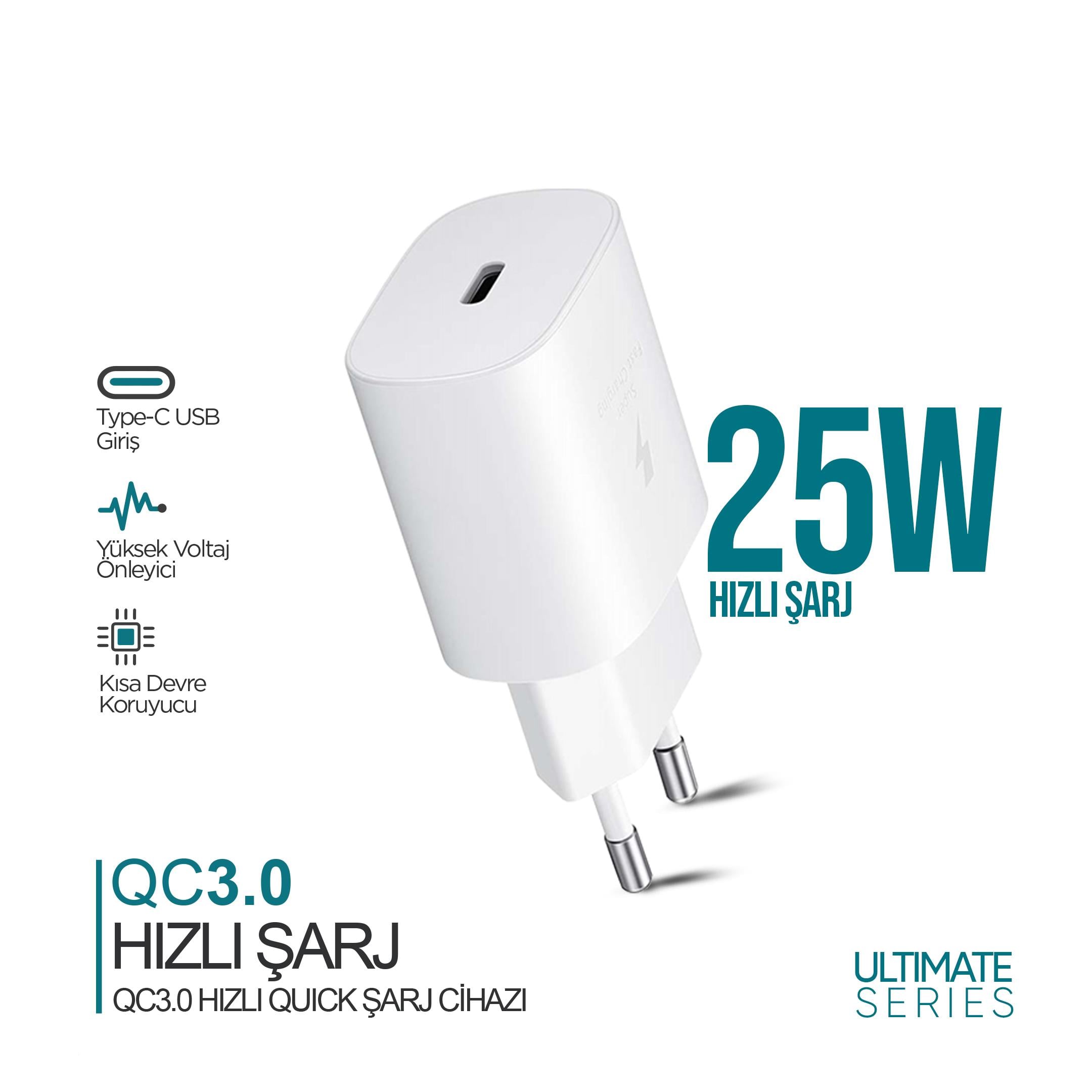 Phixi Ultimate UPD4125 25W PD Girişli Type-C Hızlı Şarj Cihazı