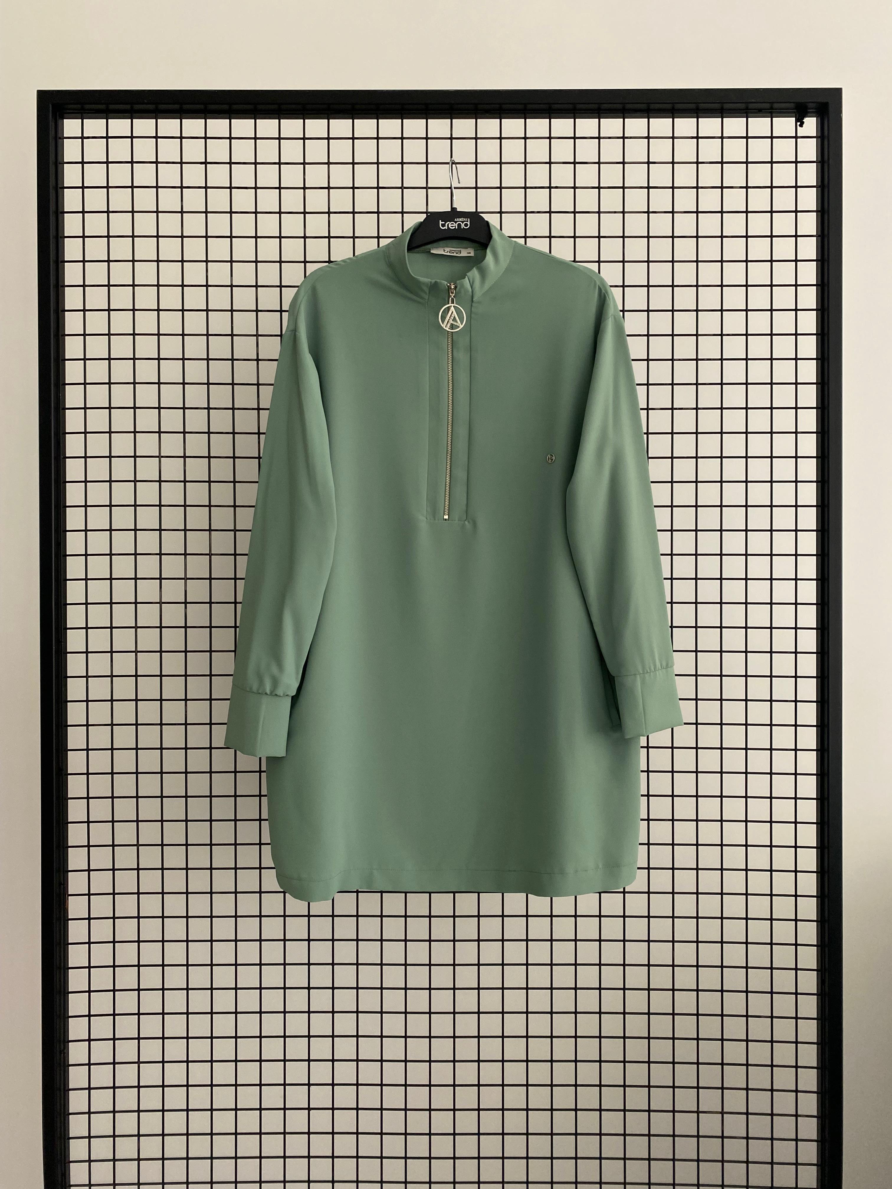 Armine TREND Önden Fermuarlı Tunik Çağla 25YT153