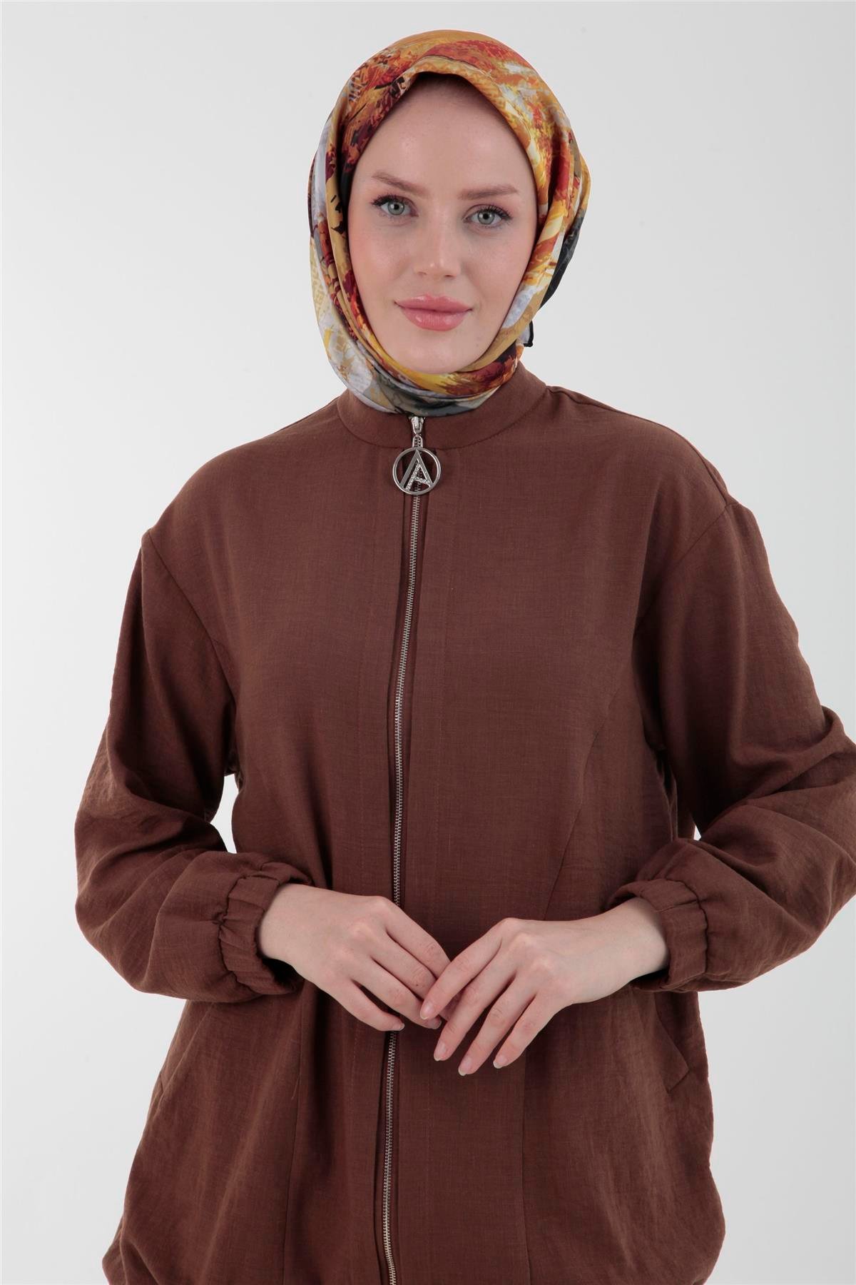 Armine Trend Pilise Etekli-Ceketli İkili Takım 23YT665 Kahverengi | Furkan  Giyim