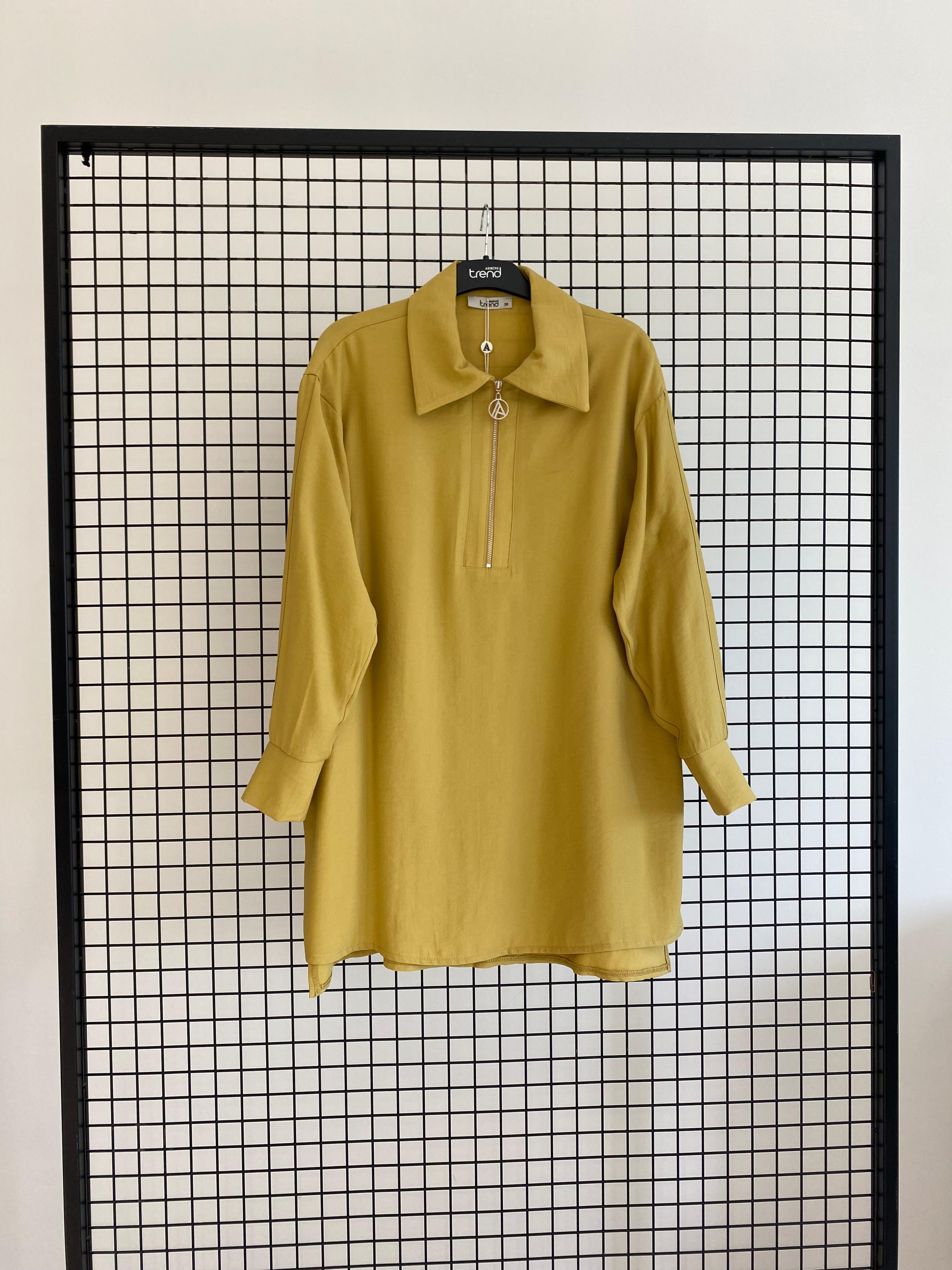 Armine TREND Yarım Fermuar Detay Kısa Tunik Asit 25YT467