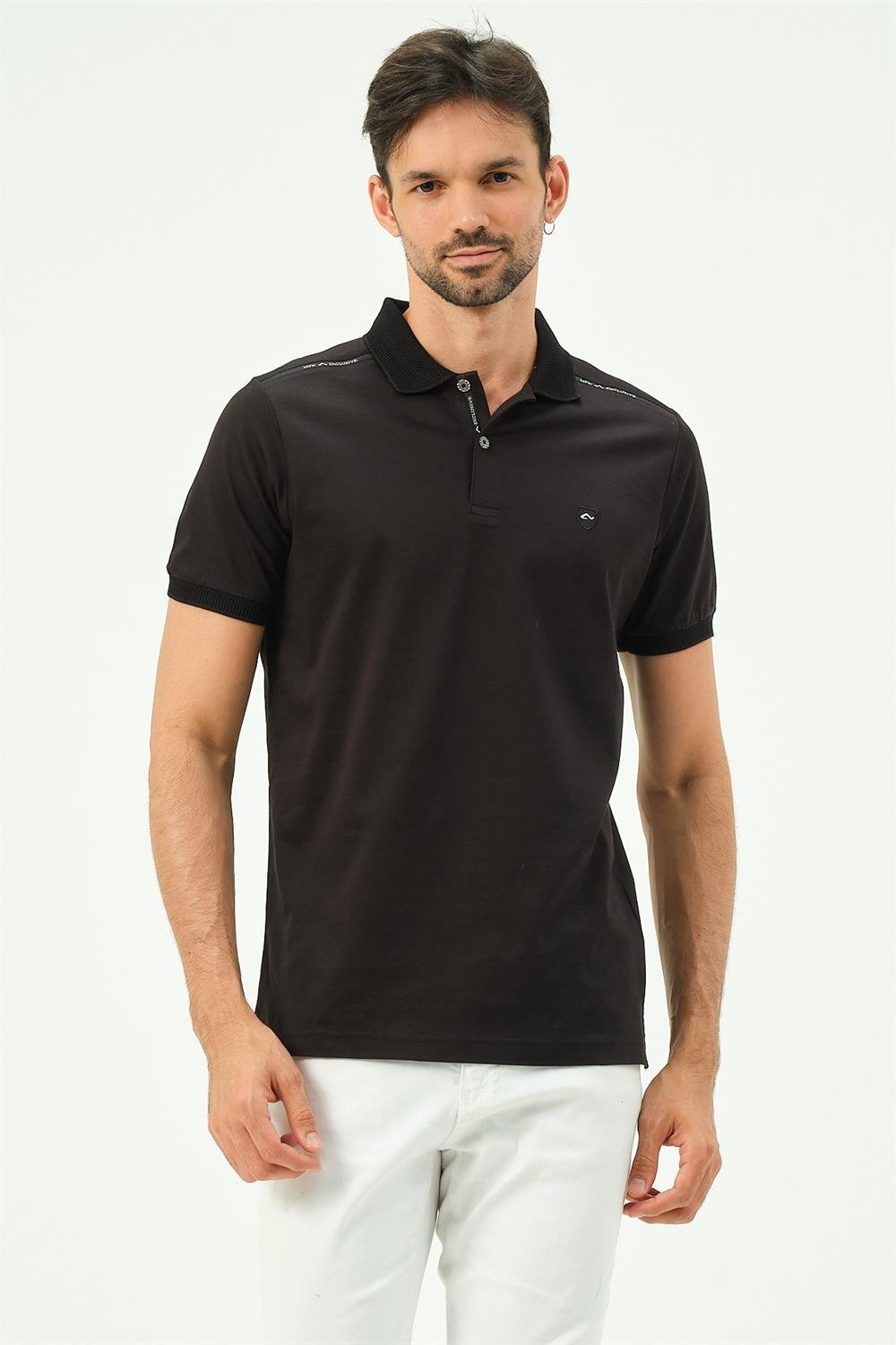 MSW Oxford Erkek Regular Fit Siyah Polo Yaka T-shirt