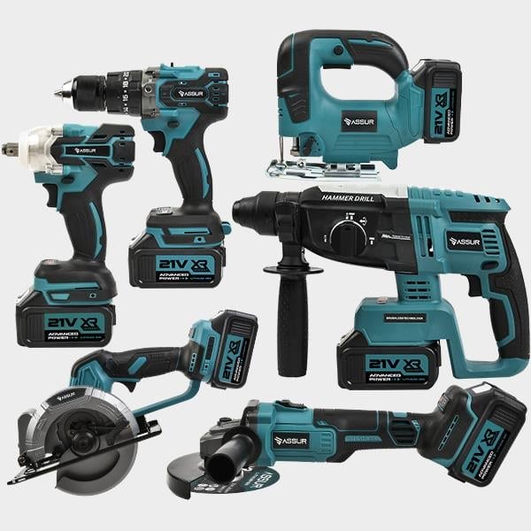 ASSUR 6'lı Set Şarjlı Darbeli Matkap Hilti Taşlama Somun Sıkma