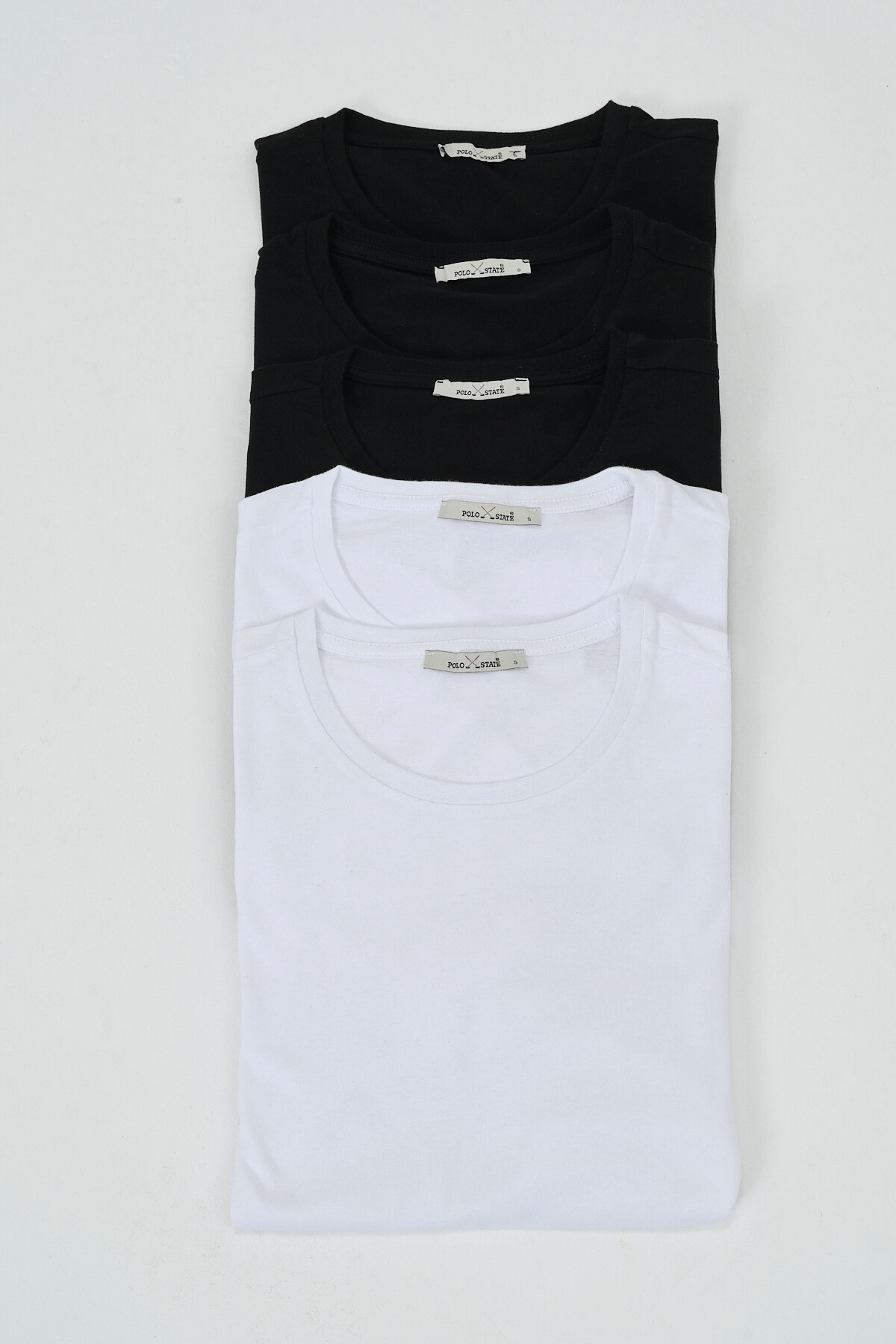 Erkek 5 Li Tişört | 5 Li Basic Tişört | 154PLST Siyah & Beyaz