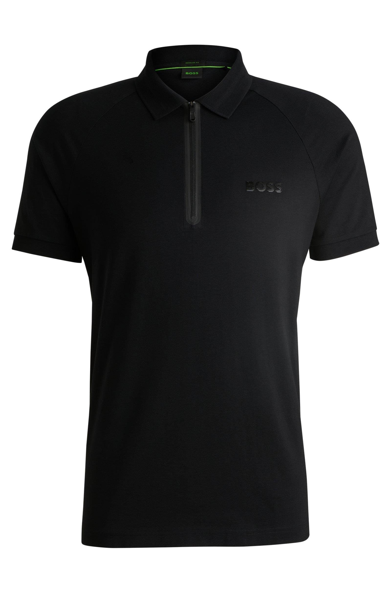 BOSS Erkek Dokuma Polo Yaka K sa Kol Gunluk Siyah Polo Yaka T Shirt 50525119 001 50525119 001