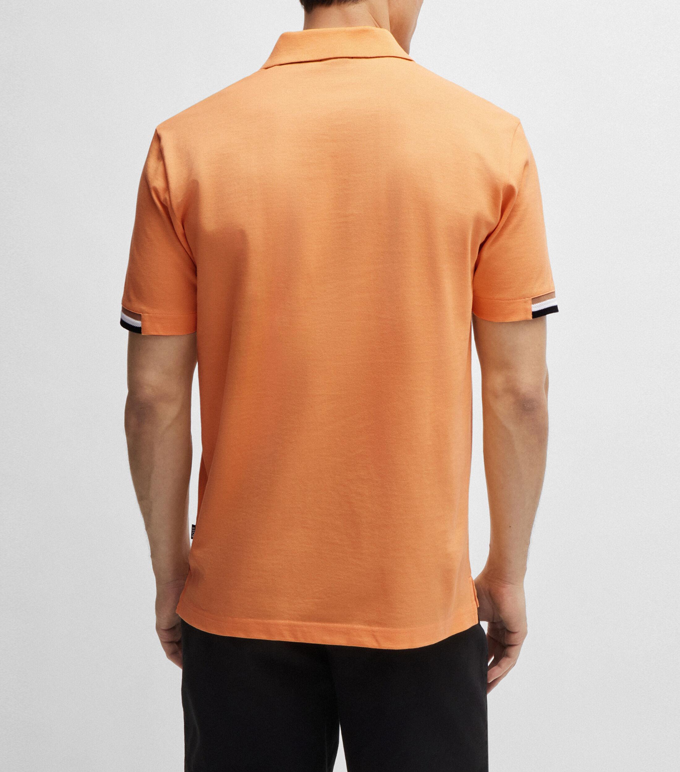 BOSS Erkek Pamuklu Polo Yakal Du me Kapamal K sa Kollu Turuncu Polo Yaka T Shirt 50467113 813 50467113 813