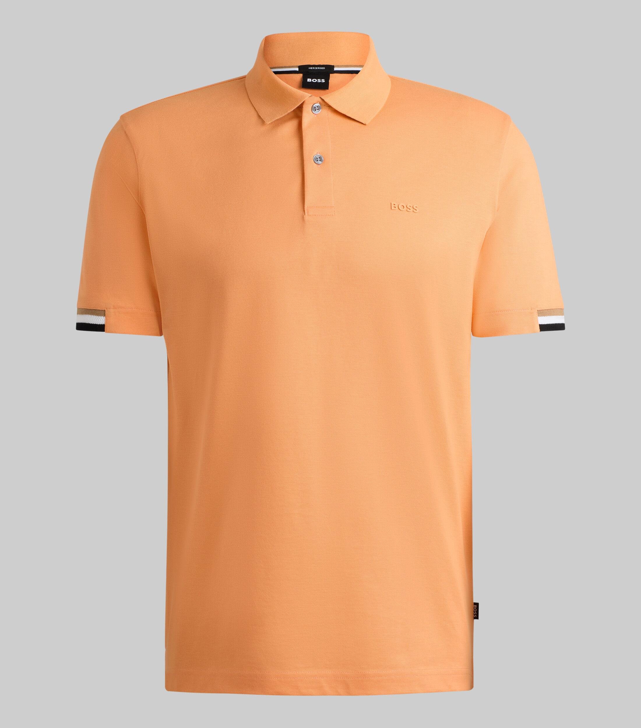 BOSS Erkek Pamuklu Polo Yakal Du me Kapamal K sa Kollu Turuncu Polo Yaka T Shirt 50467113 813 50467113 813