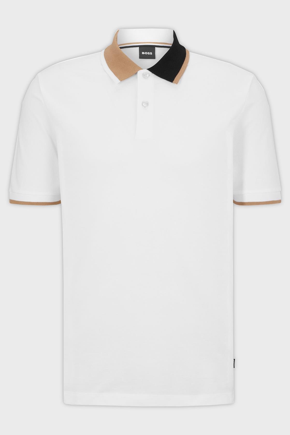 BOSS Erkek regular fit K sa Kollu logolu polo Yaka Beyaz Polo Yaka T Shirt 50488275 100 50488275 100
