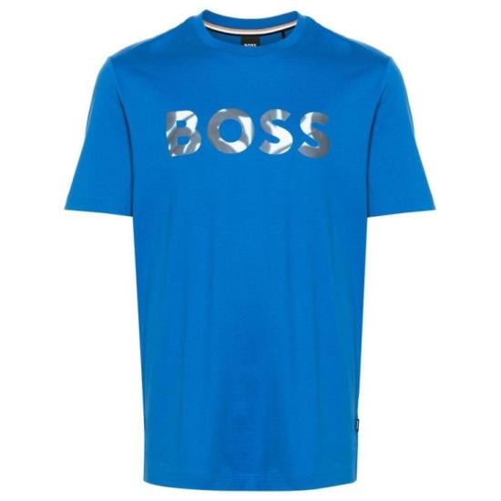 BOSS Erkek regular fit K sa Kollu Duz Bisiklet Yaka Mavi T Shirt 50513382 423 50513382 423