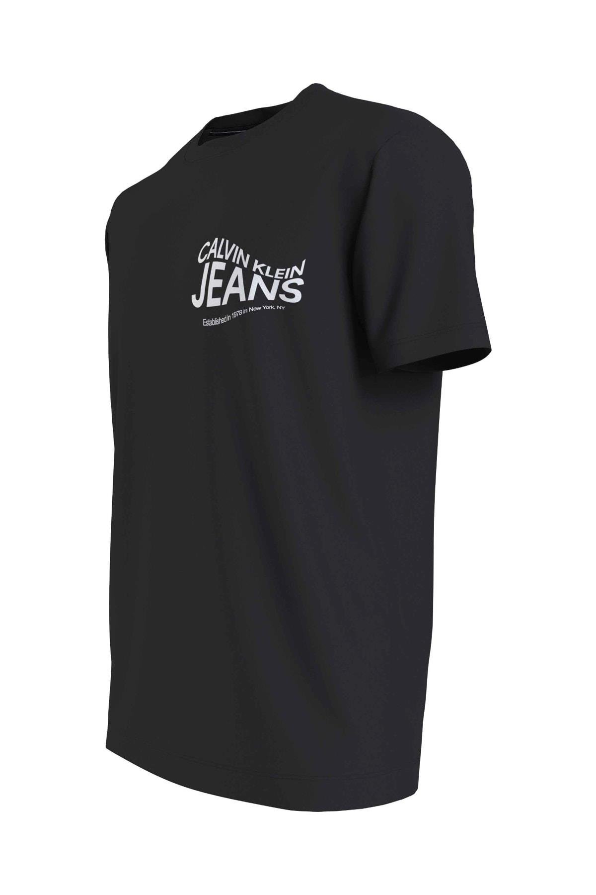 Calvin Kle n Erkek Go us Logo Bask l Duz Siyah Siyah T Shirt J30J324026 BEH J30J324026 BEH