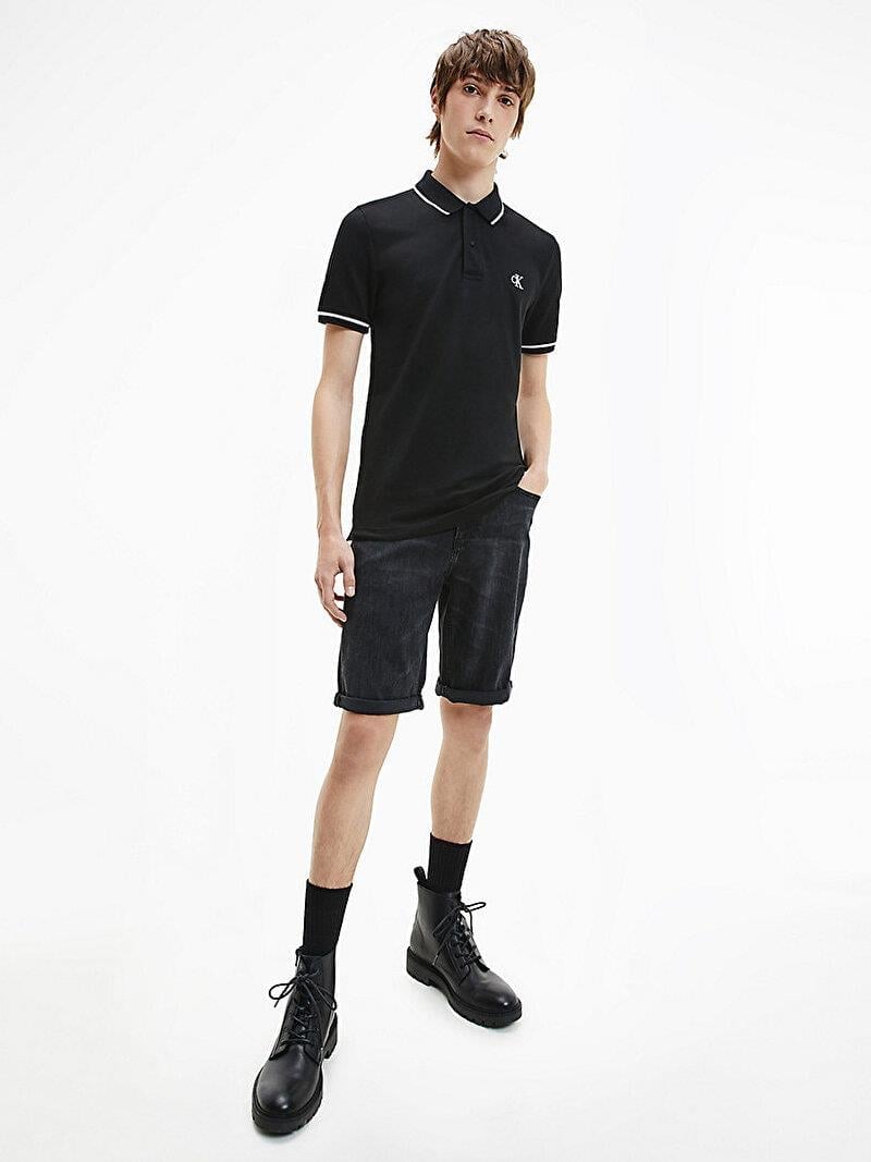 Calvin Kle n Erkek Slim Fit Polo Yaka K sa Kol Siyah Polo Yaka T Shirt J30J315603 BAE J30J315603 BAE