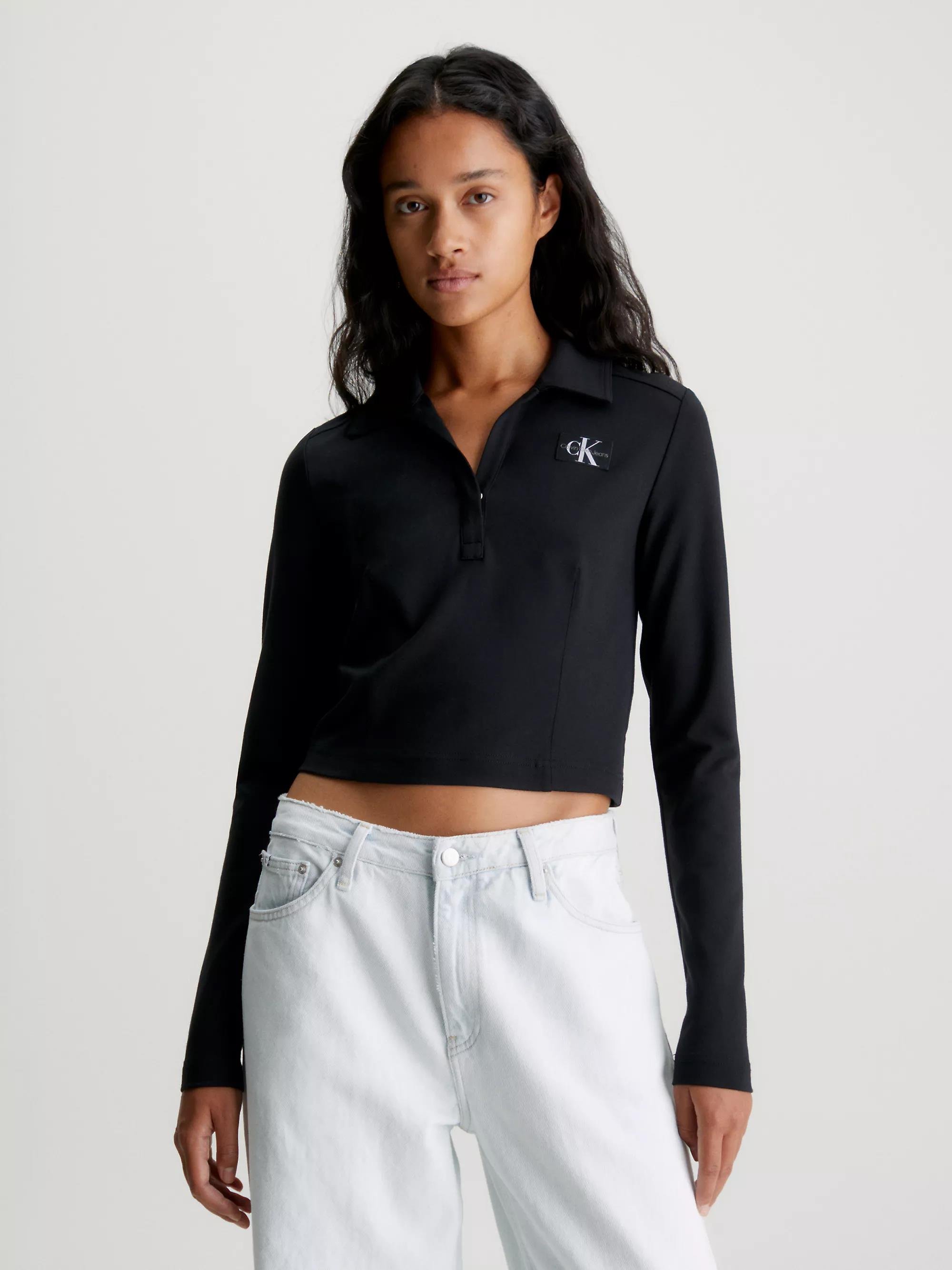 Calvin Kle n Kad n 100 Pamuklu Basic Fermuarl Polo Yaka Siyah T Shirt J20J222556 BEH J20J222556 BEH