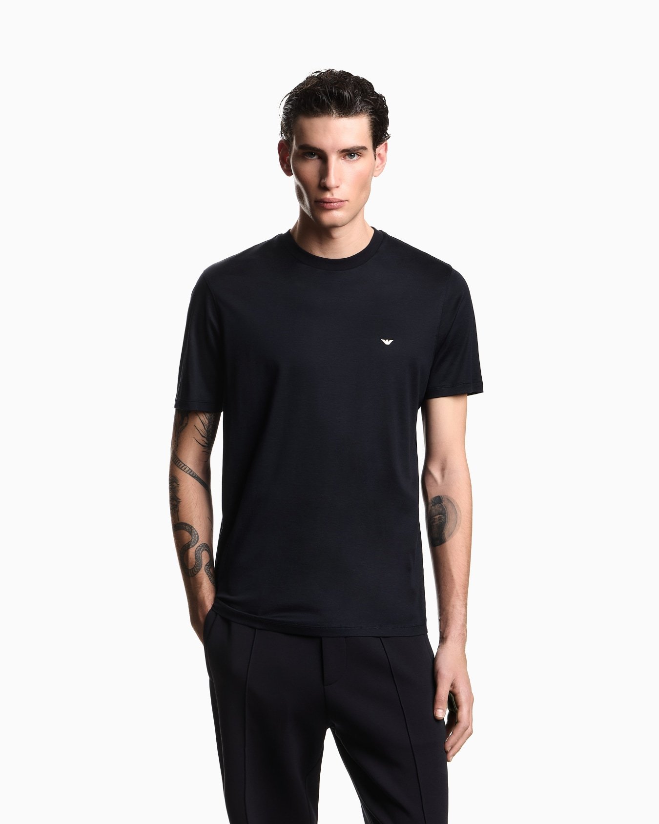 Emporıo Armani Erkek Slim Fit Kısa Kollu Pamuklu Lacivert T-Shirt
