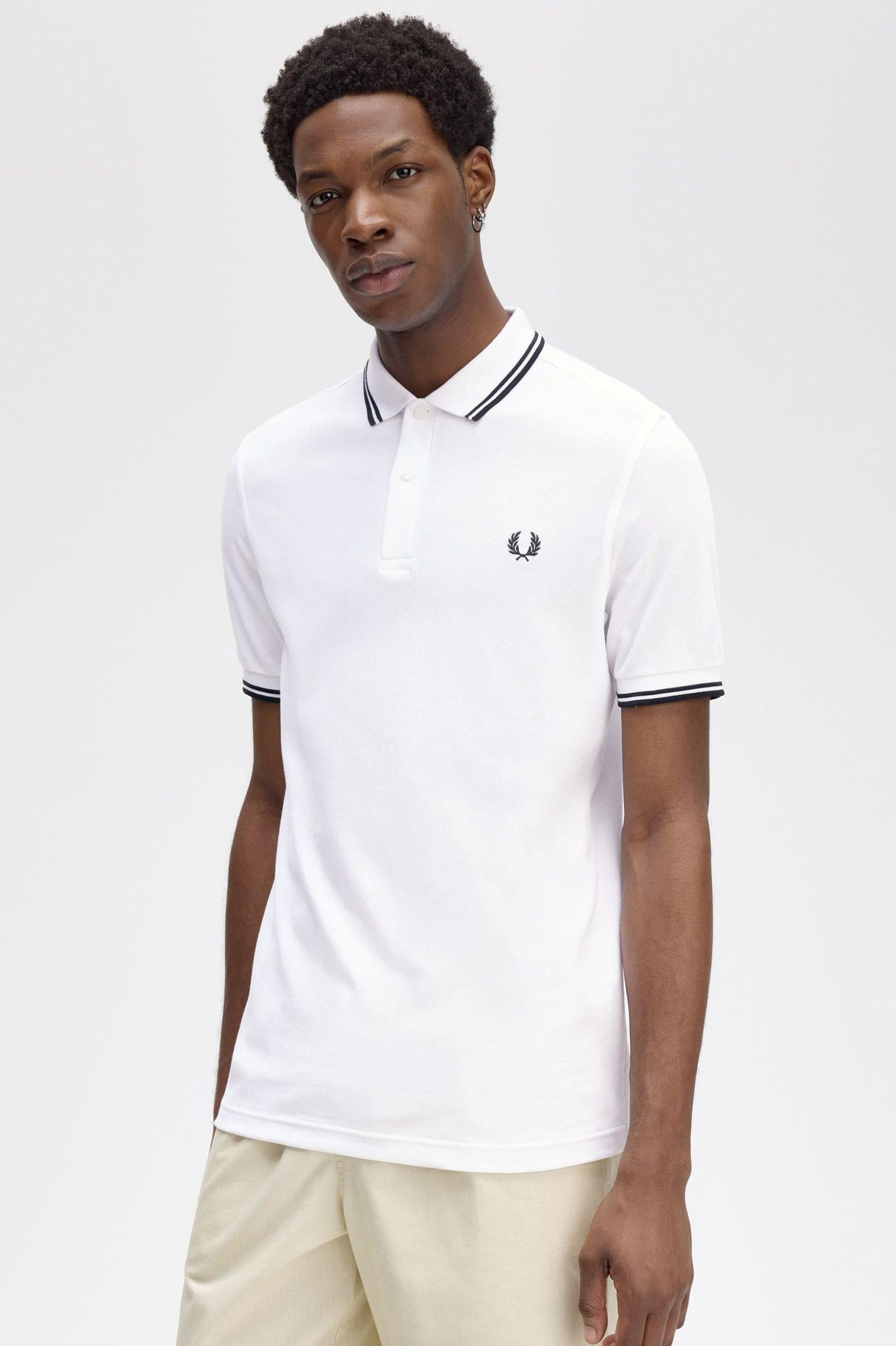 Fred Perry Dokuma Beyaz T-Shirt - M3600-200 | Wejaar