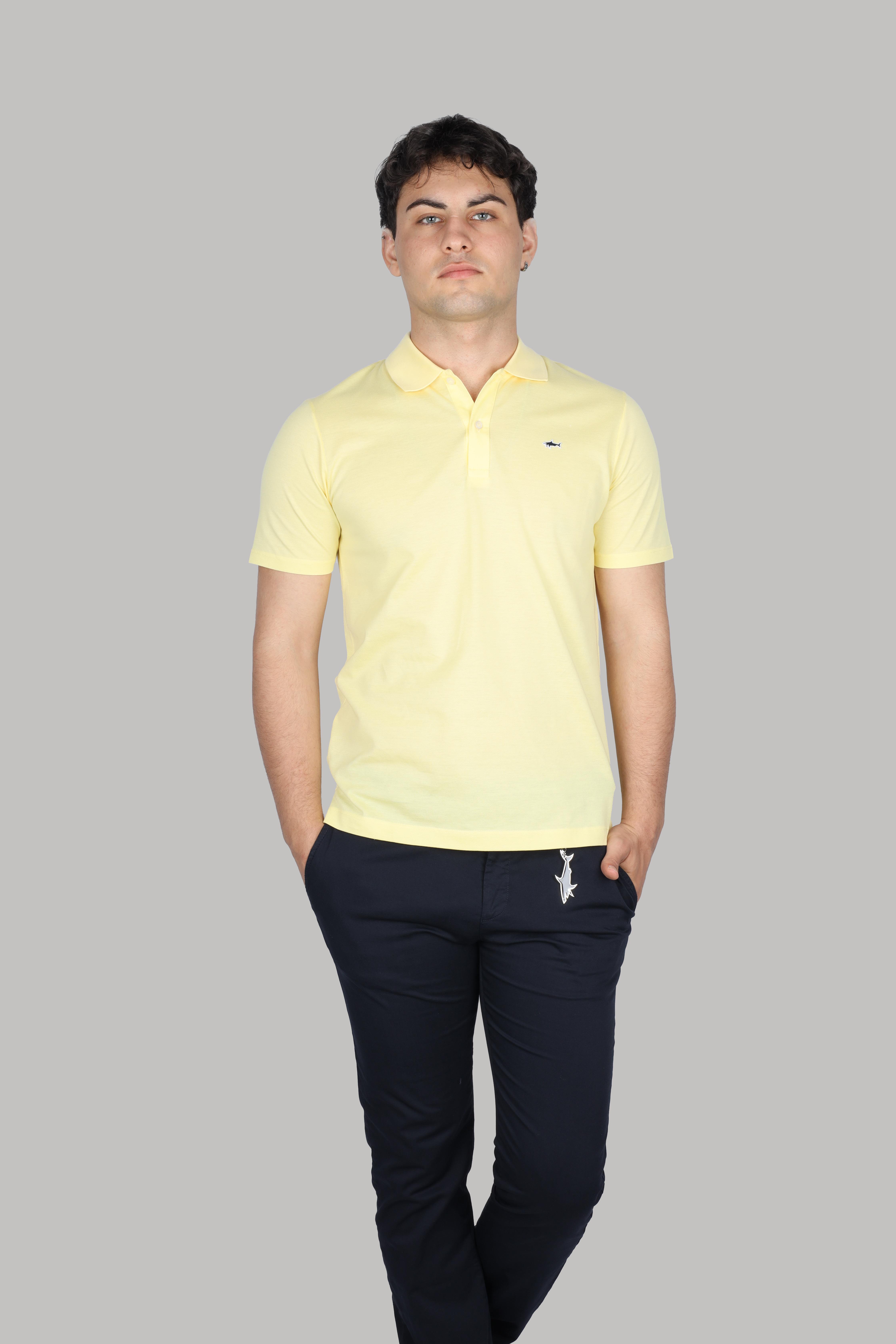 Paul Shark Erkek Pamuklu Polo Yaka K sa Kollu Gunluk Kullan m Sar 1 Polo Yaka T Shirt C0P1013 708 C0P1013 708