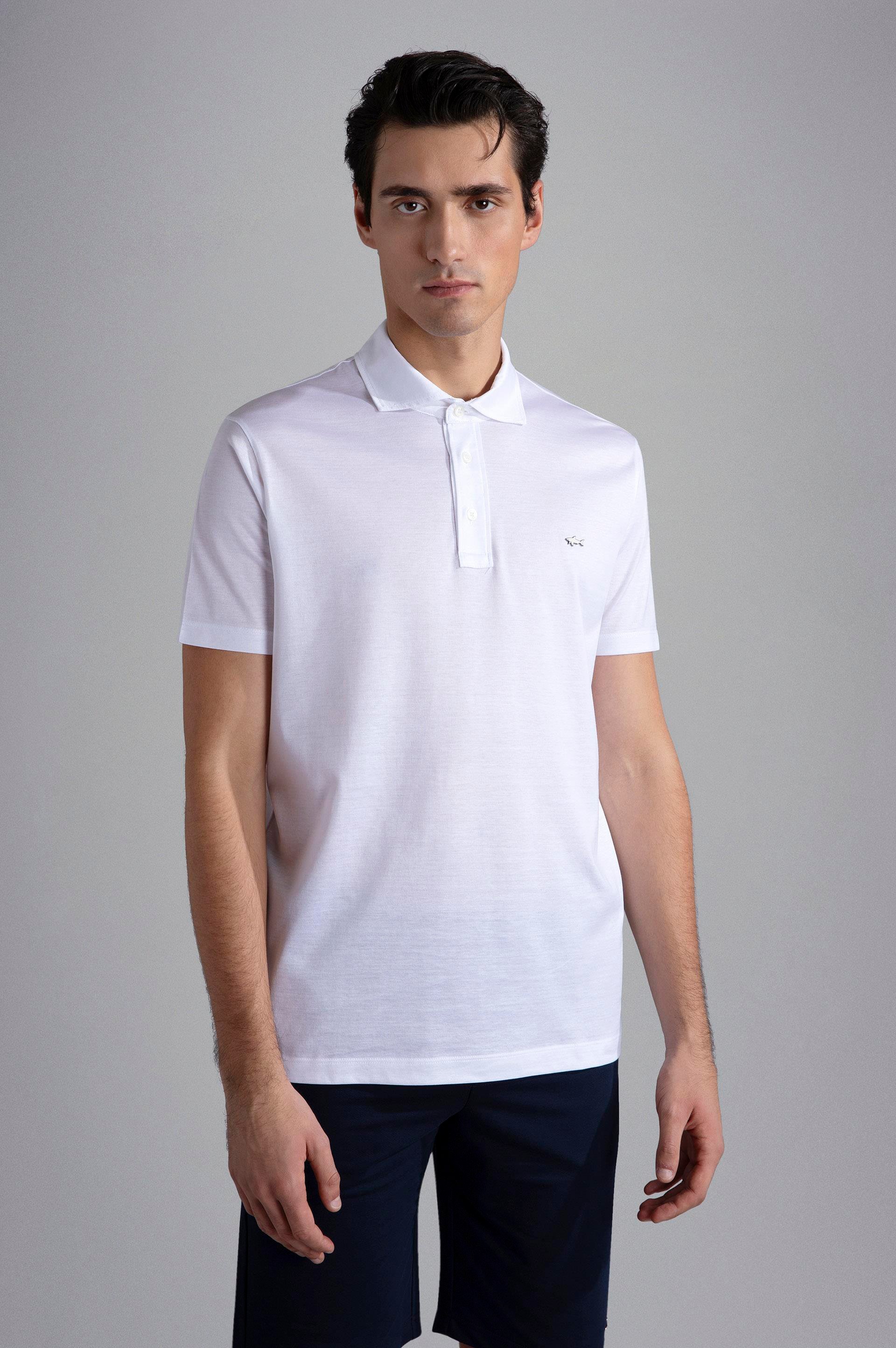 Paul Shark Erkek Polo Yaka Du me Kapamal K sa Kollu Beyaz Polo Yaka T Shirt 24411248 010 24411248 010