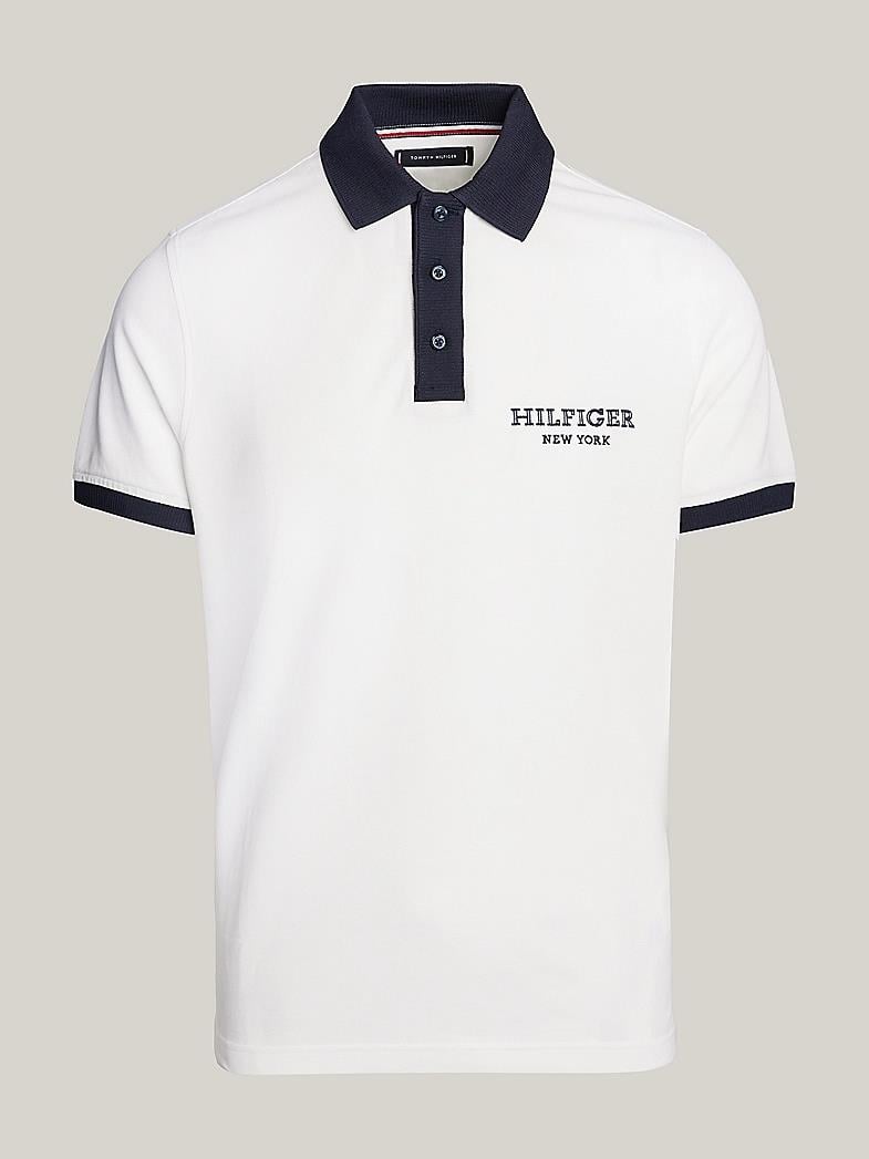 Tommy Hilfiger Erkek Logolu Polo Yakal K sa Kollu Du meli Beyaz Polo Yaka T Shirt MW0MW34770 YBL MW0MW34770 YBL