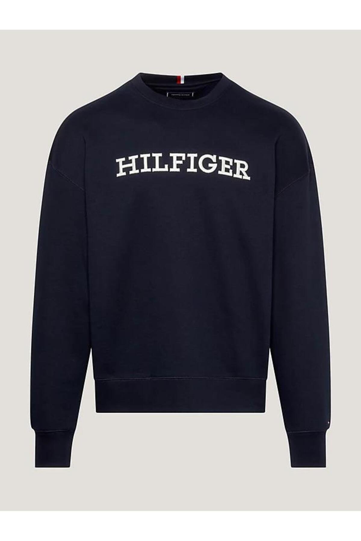 Tommy Hilfiger Erkek Marka Logolu Uzun Kollu Rahat Lacivert Sweatshirt MW0MW32726 DW5 MW0MW32726 DW5