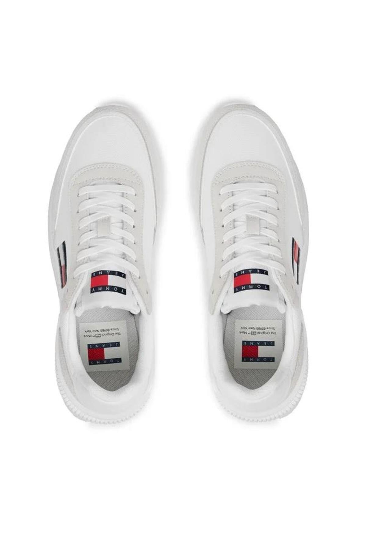 Tommy Hilfiger Kadın Marka Logolu Bağcıklı Kaydırmaz Tabanlı Günlük Beyaz  Sneaker EN0EN02511-YBS – WEJAAR