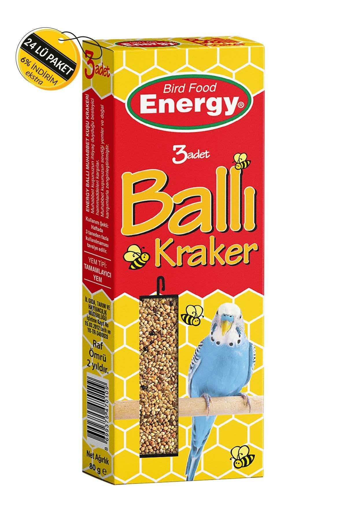 Energy Ballı Muhabbet Kuşu Krakeri 3'lü Özel Koli 24 Adet