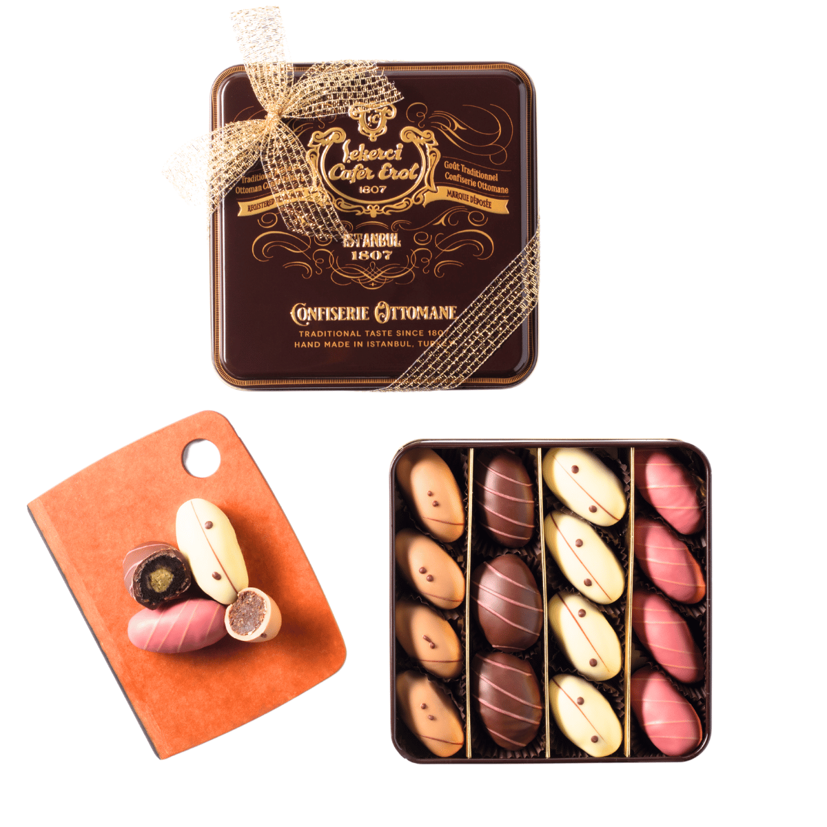 Çikolata Kaplı Ezilmiş Hurma - Retro Teneke 390 gr - Şekerci Cafer