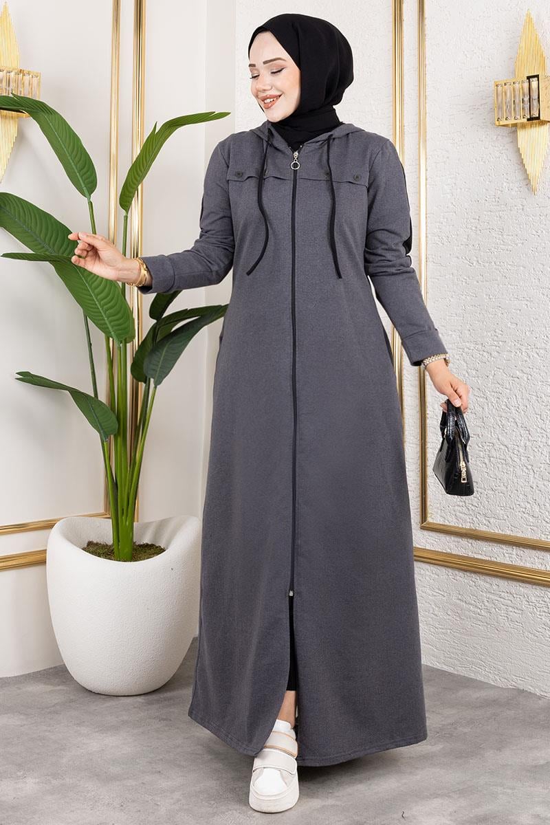 Kuş Gözü Şerit Detay Spor Ferace ANTRASİT 2043MG | Modapinhan