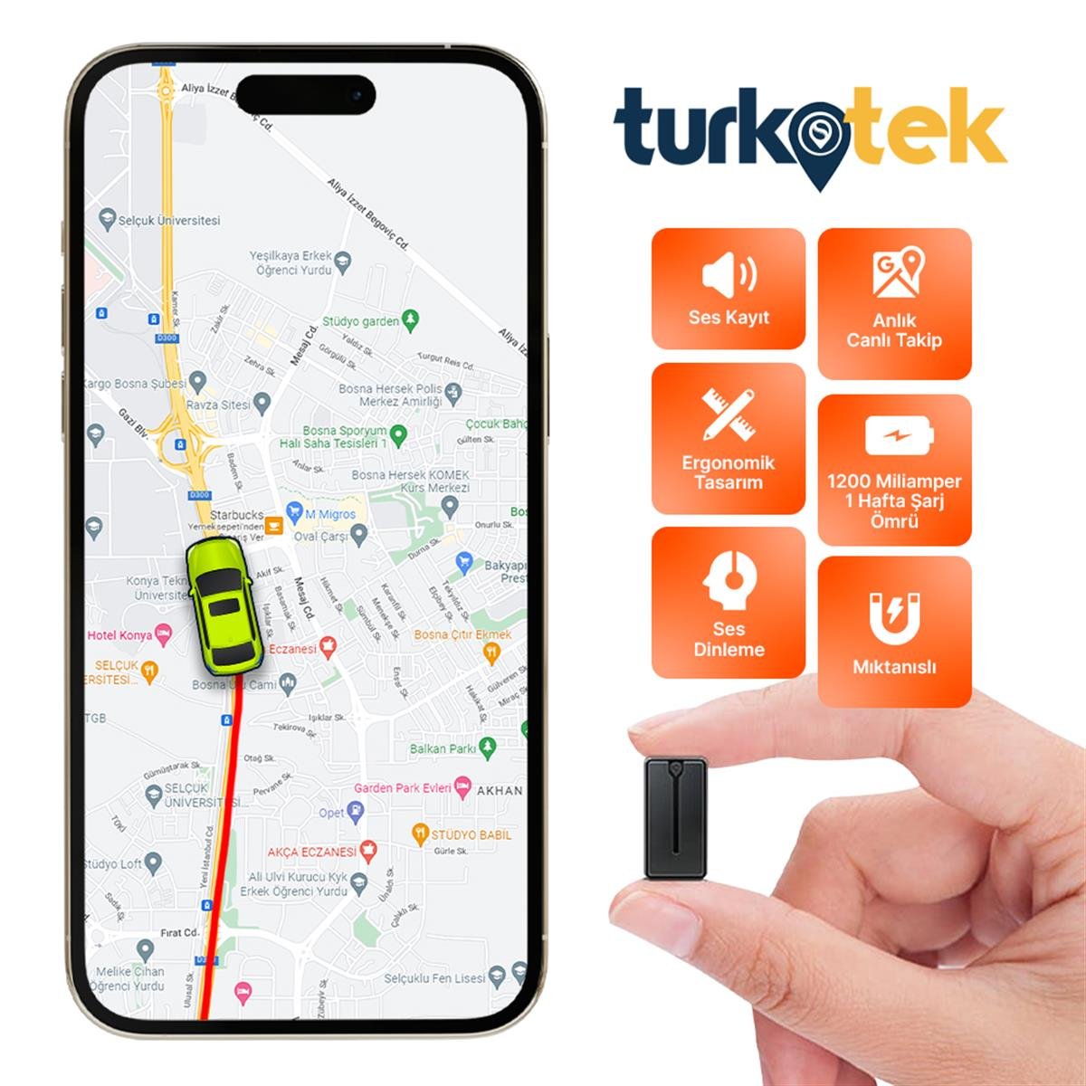 Turkotek R11 Araç Motosiklet Kablosuz Mıktanıslı Şarj Edilebilir Mini GPS  Takip Cihazı