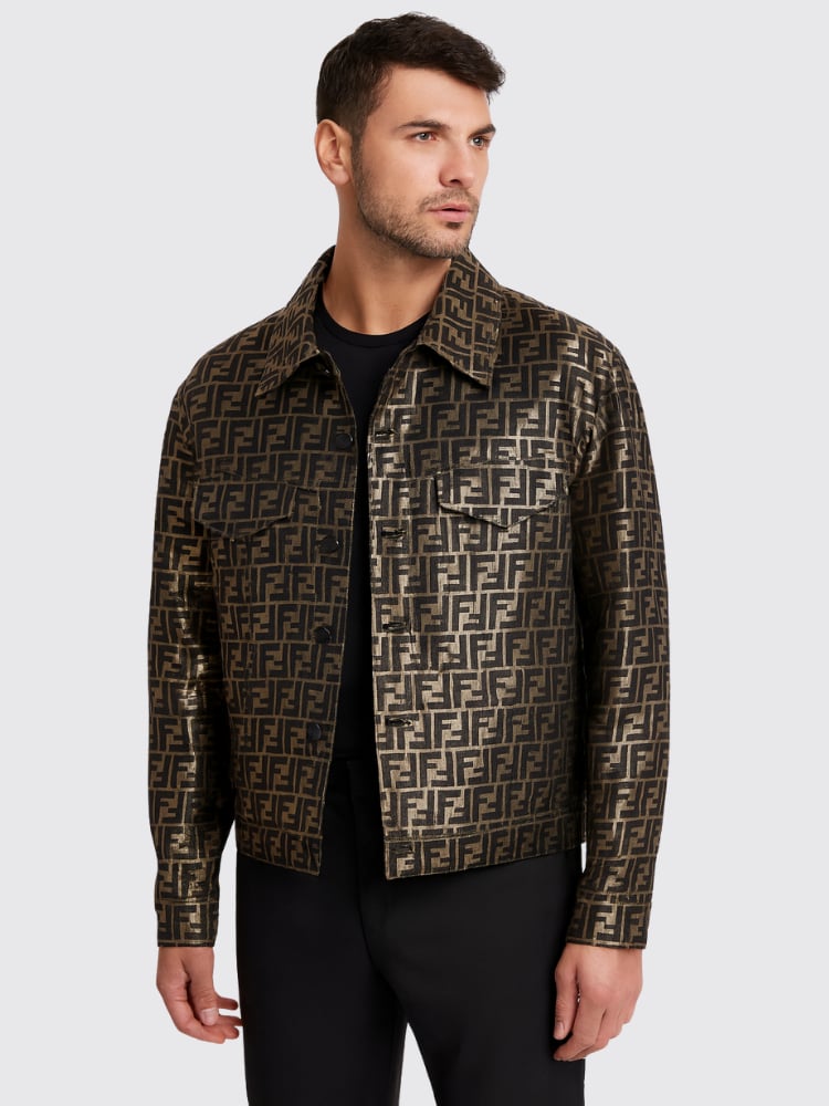 【値段交渉可】 Fendi FF ズッカロゴ ジャケット Fendi - Rare Metallic Gold FF Zucca Monogram Logo Jacket