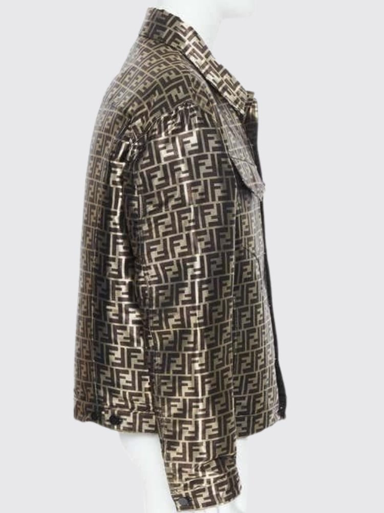 Fendi - Rare Metallic Gold FF Zucca Monogram Logo Jacket
